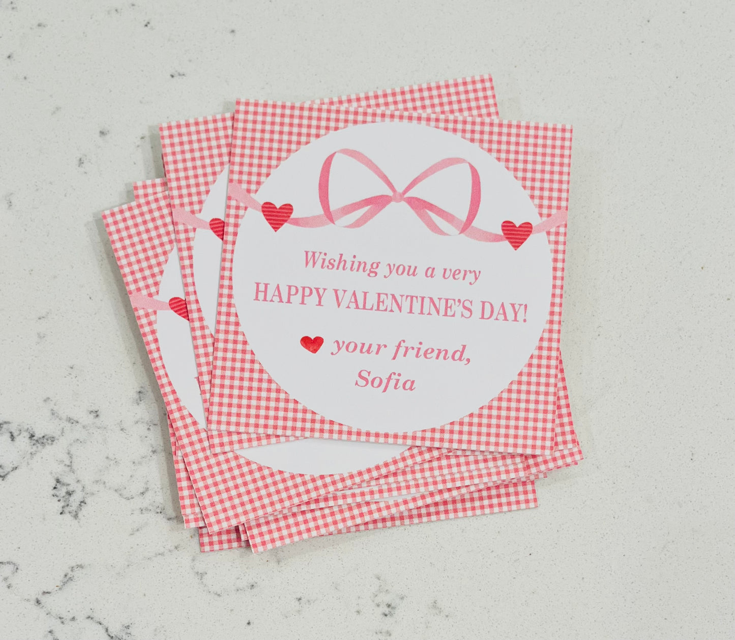 Valentine Tags & Stickers - Hearts and Bow