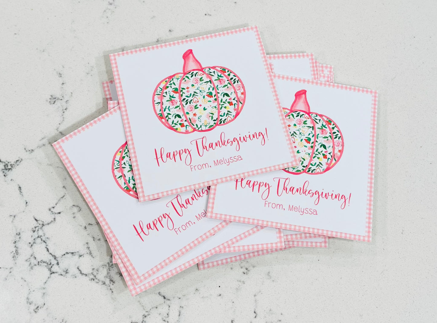 Gift Tags, Pink Floral Pumpkin