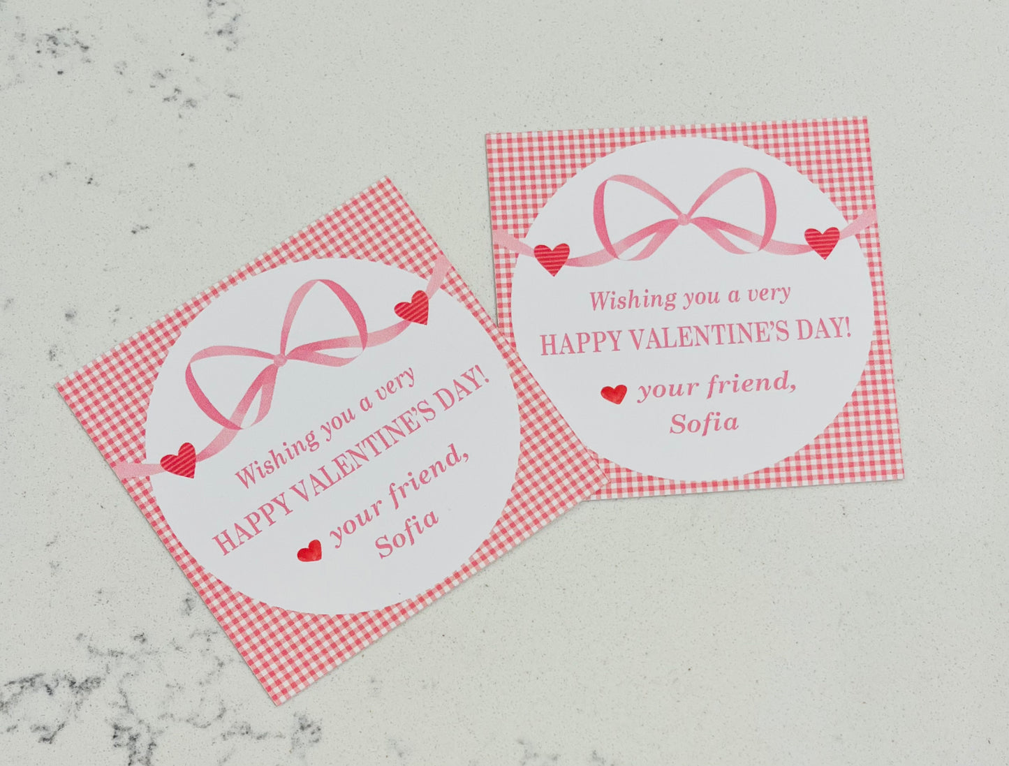 Valentine Tags & Stickers - Hearts and Bow