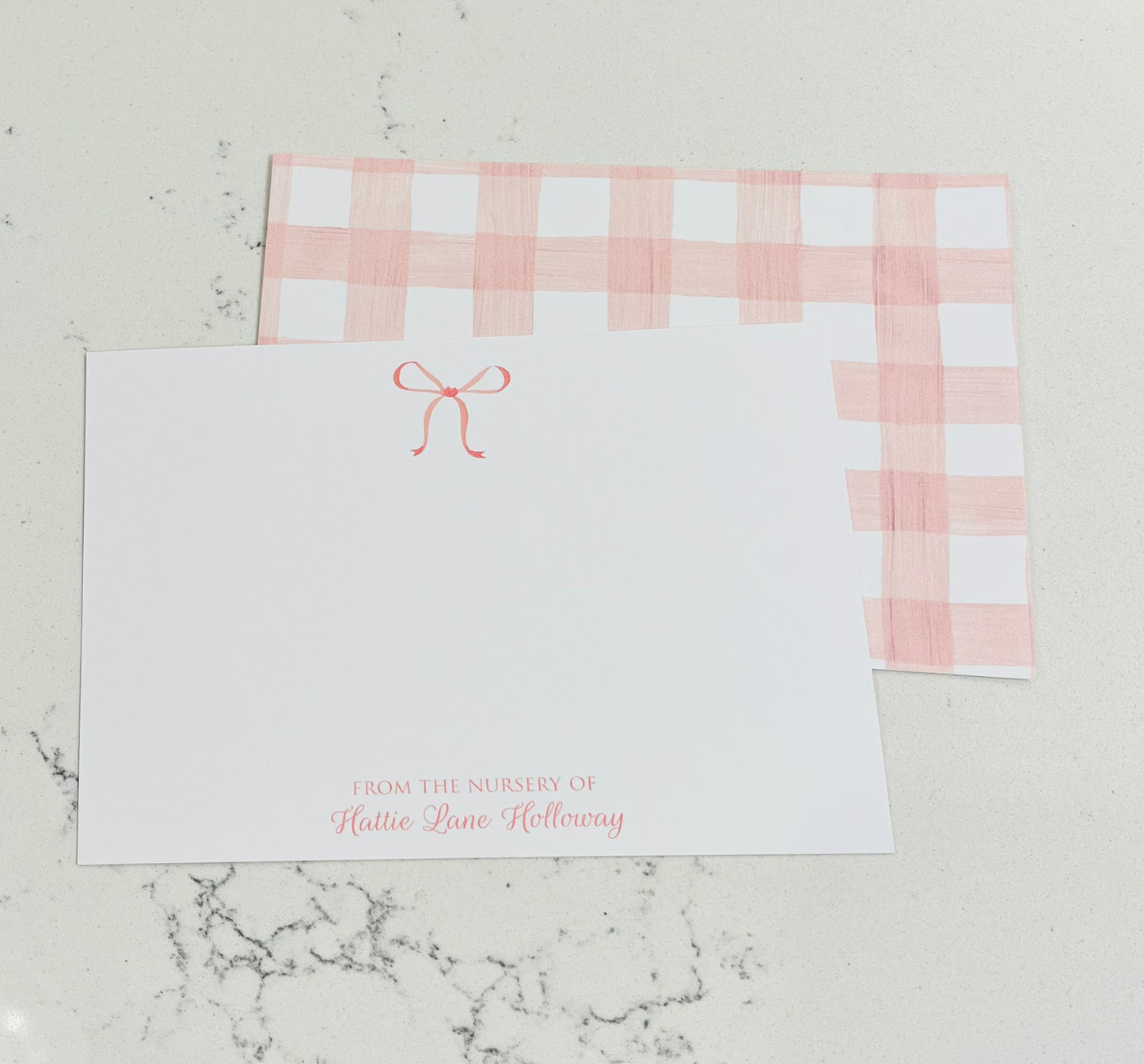 Personalized Note Cards - Pink Bow