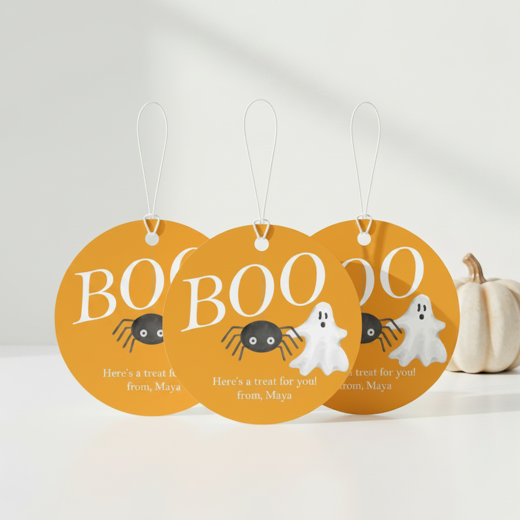 Boo Halloween Gift Tags with Pumpkin