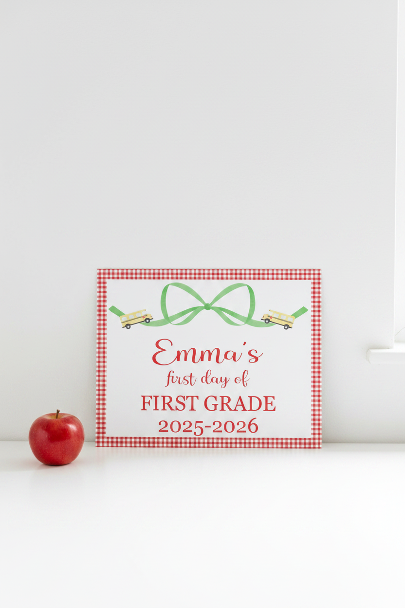 First Day School Sign Bus Bow Pinterest Lifestyle