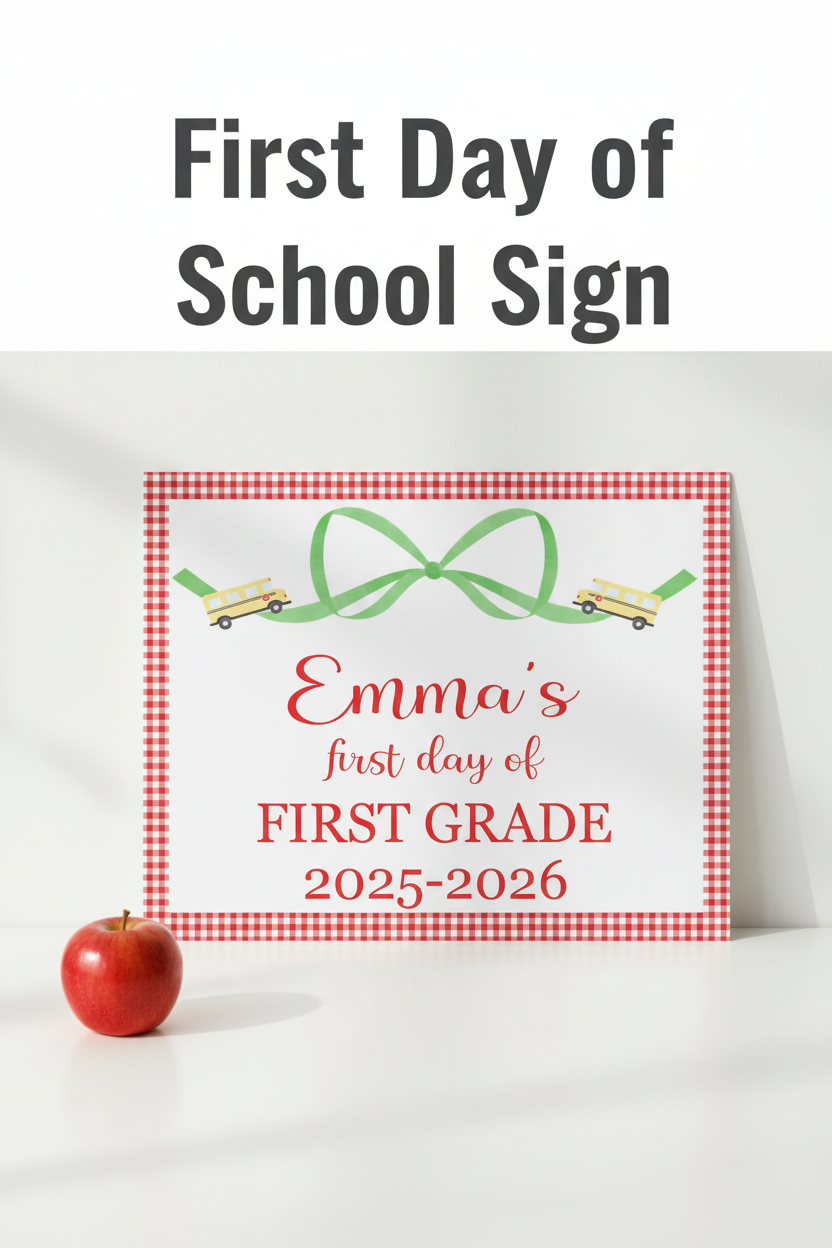 First Day School Sign Bus Bow Pinterest SEO