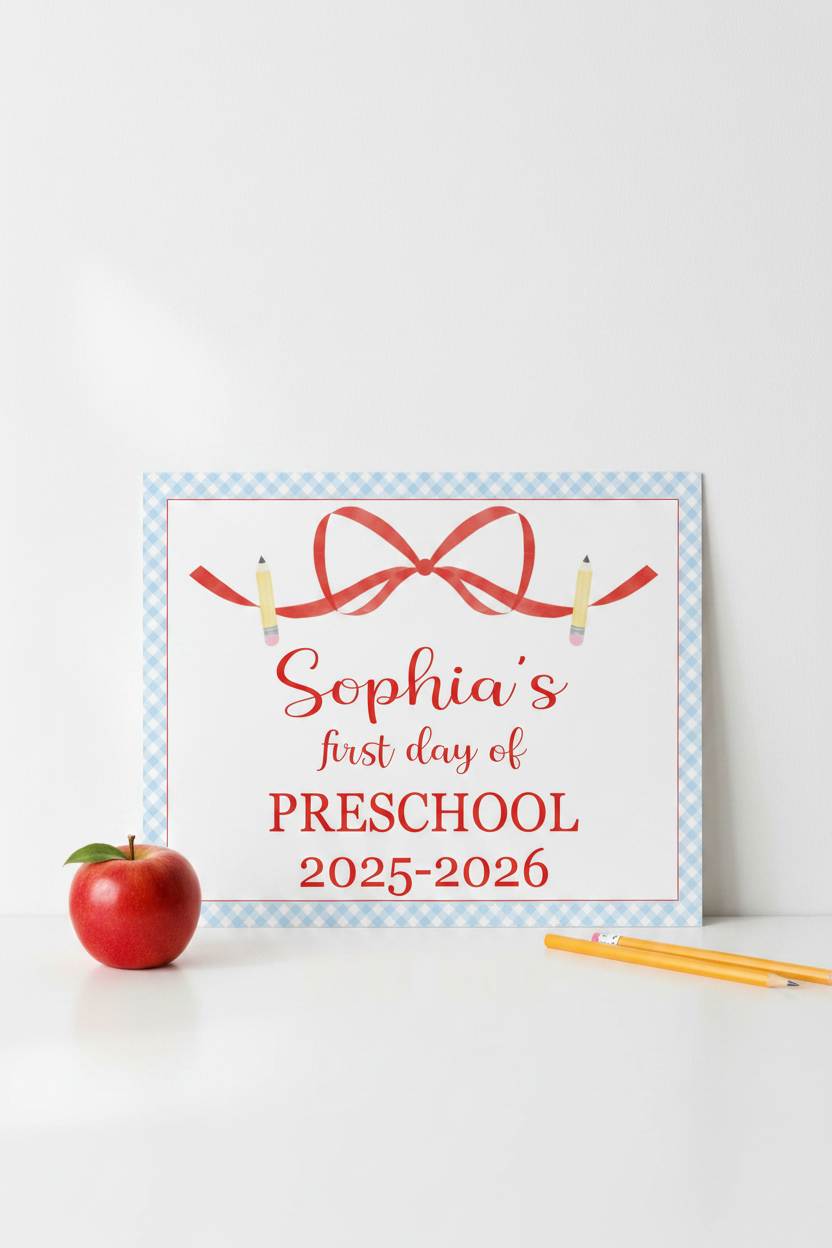First Day School Sign Ribbon Pencils Pinterest Lifestyle
