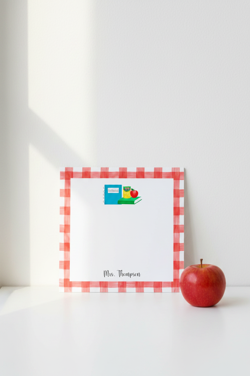 Personalized Teacher Notepad Red Gingham Pinterest Lifestyle