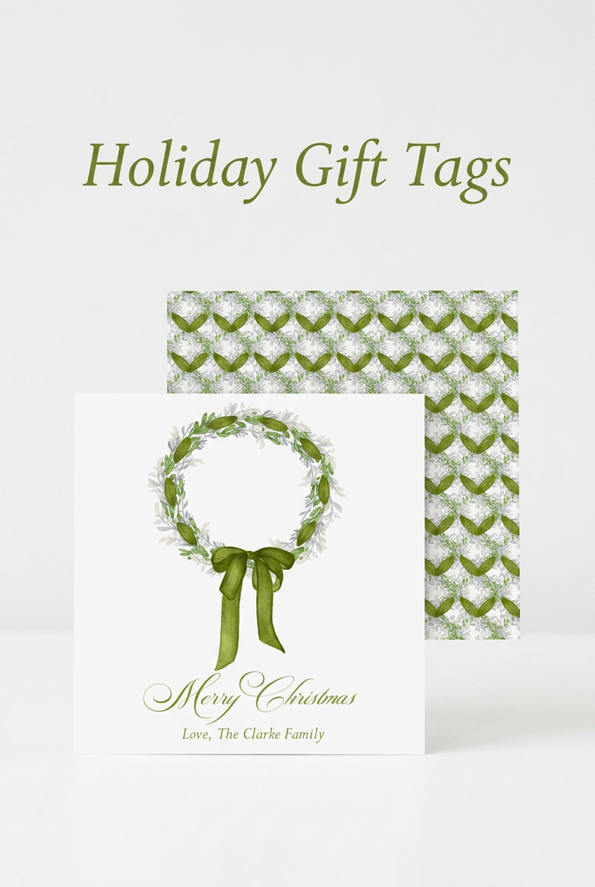Pinterest front and back gift tags with Holiday Gift Tags overlay