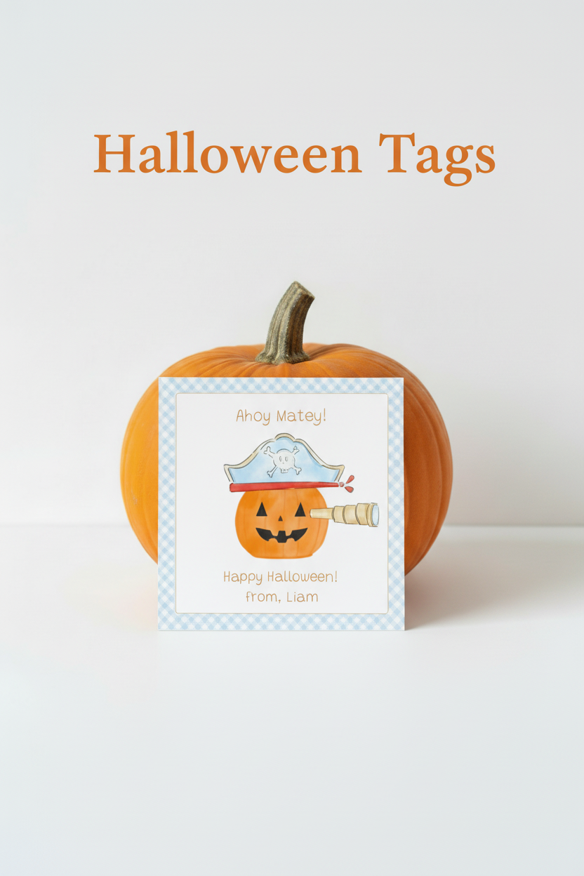 Pinterest pirate tag image with Halloween Tags overlay