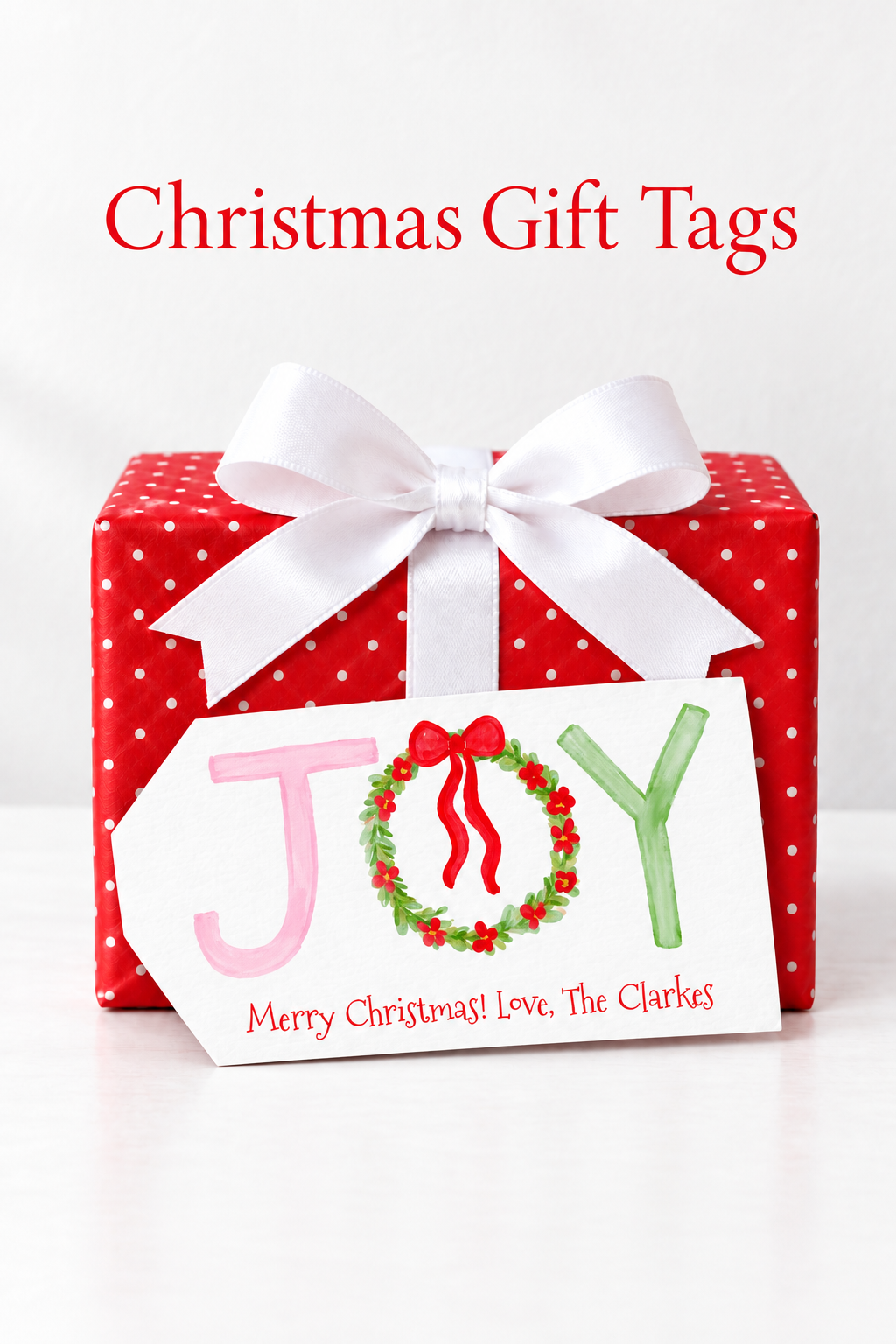 Pinterest portrait with Christmas Gift Tags overlay