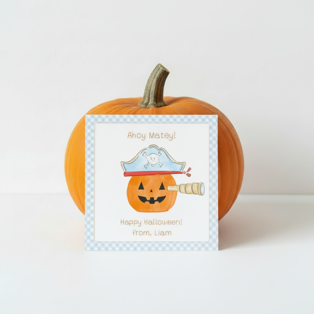Pirate tag and pumpkin without snack bag