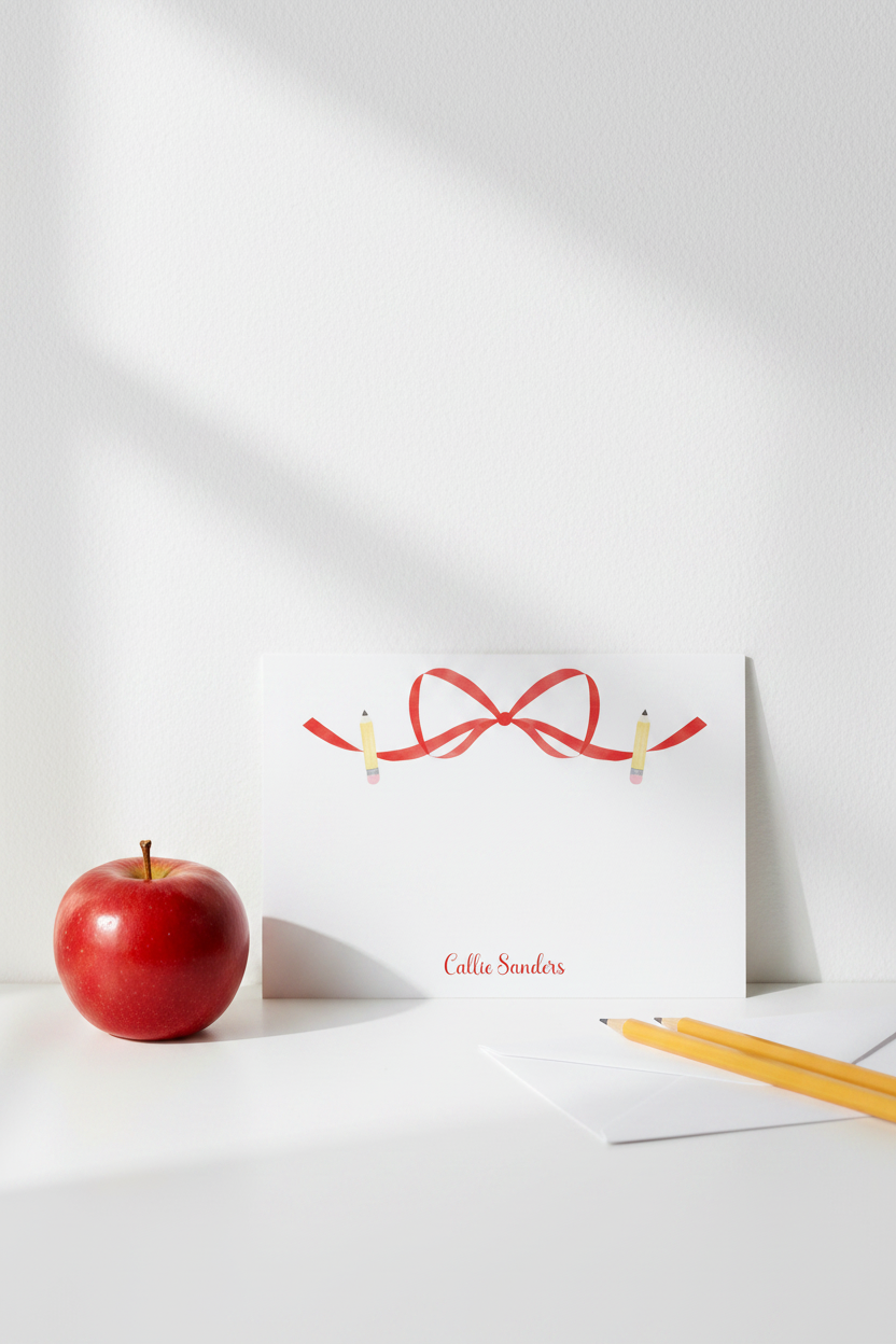 Teacher Note Cards Pencil Bow Pinterest Lifestyle