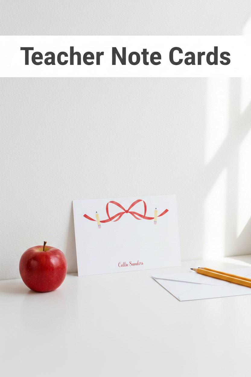 Teacher Note Cards Pencil Bow Pinterest SEO