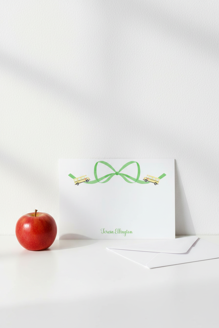 Teacher Note Cards School Bus Bow Pinterest Lifestyle