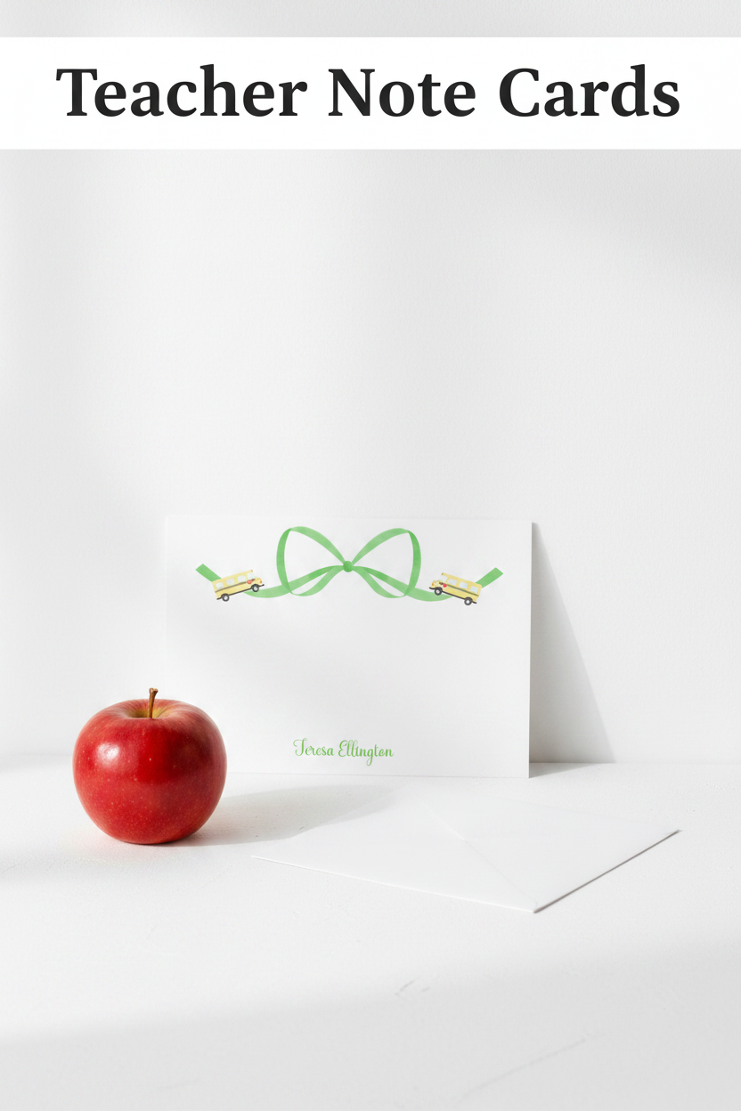 Teacher Note Cards School Bus Bow Pinterest SEO