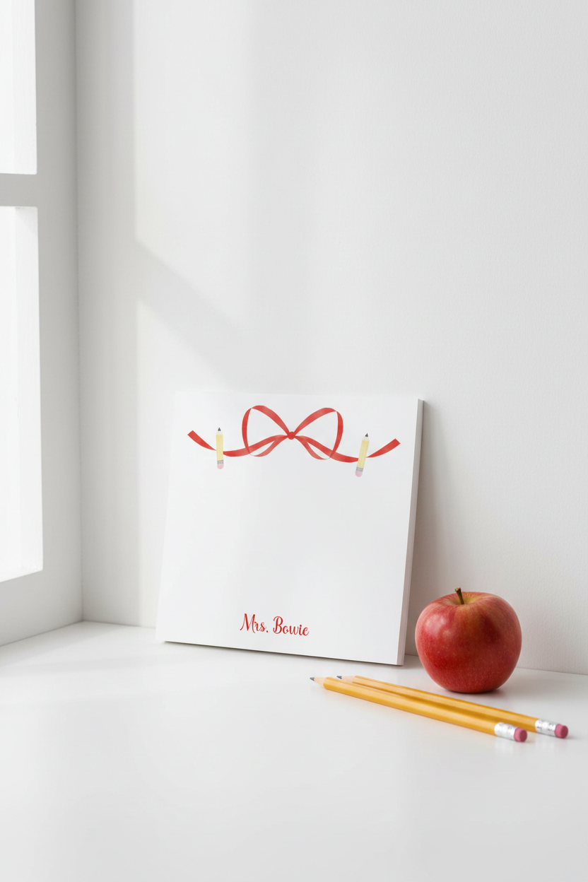 Teacher Notepad Pencil Bow Pinterest Lifestyle