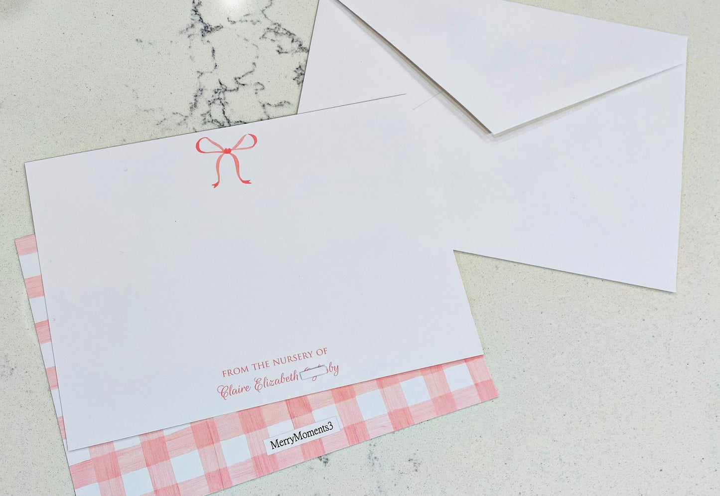 Note Cards, Pink Bow