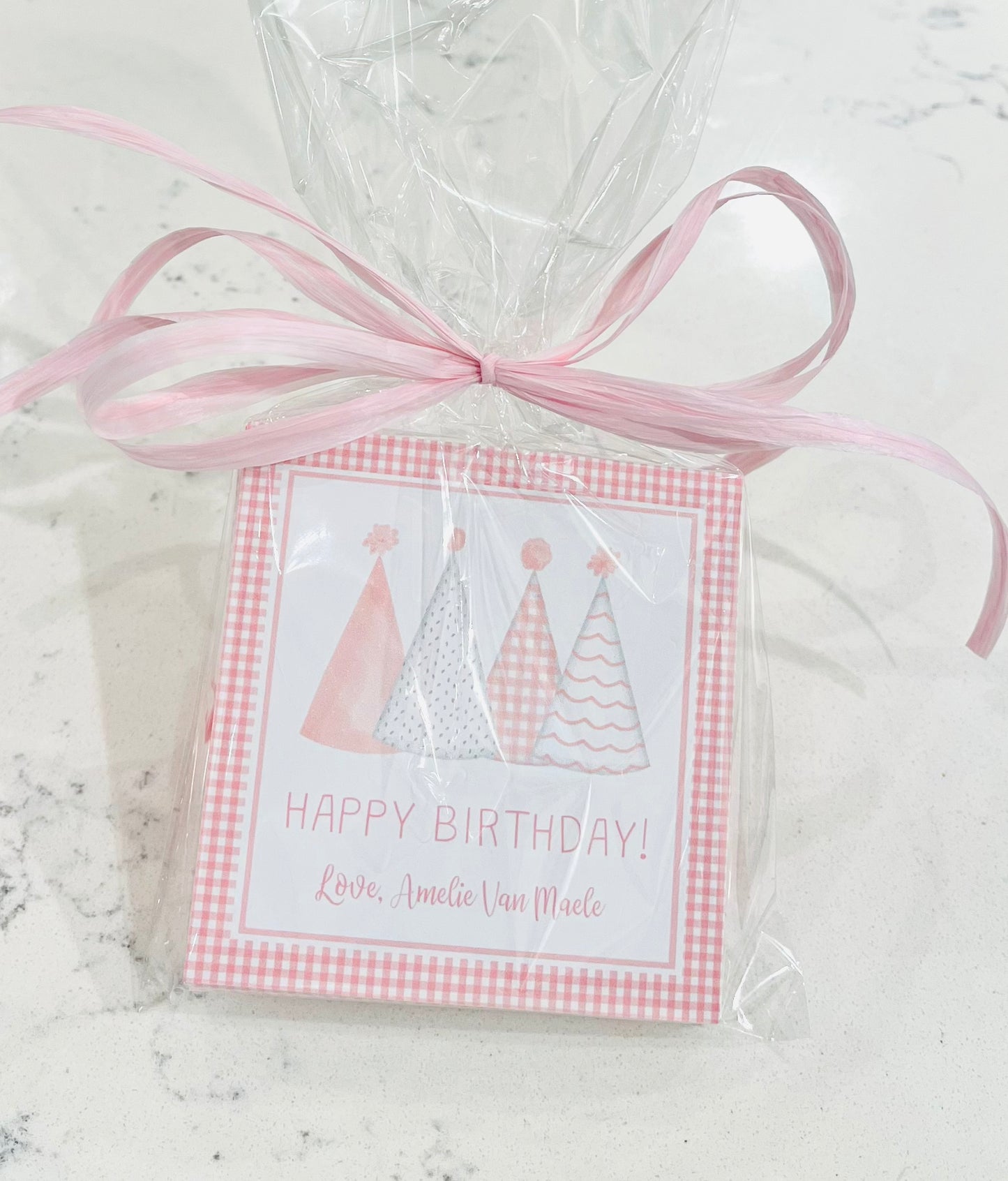 Birthday Tags, Pink Party Hats
