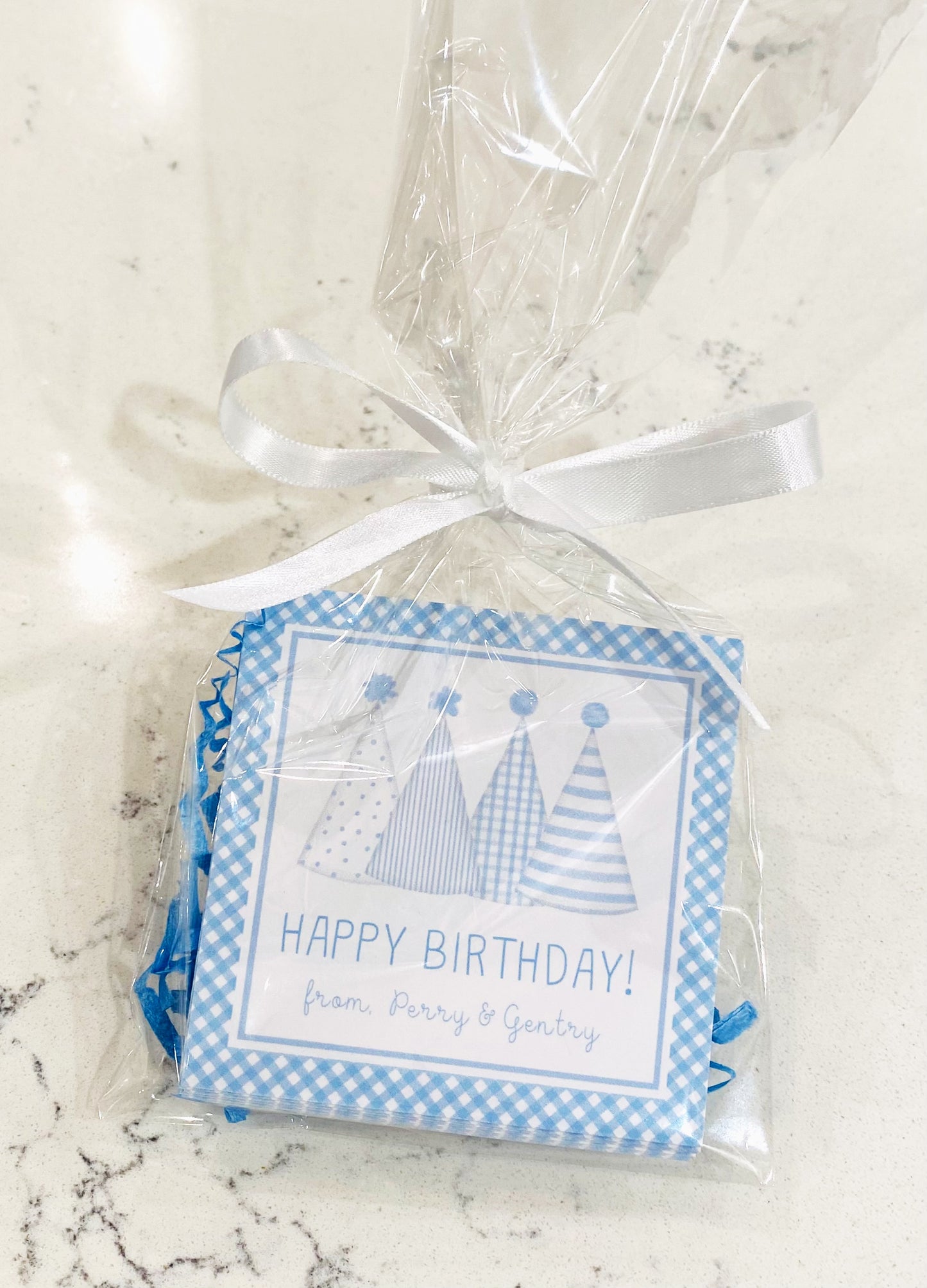 Birthday Tags, Blue Party Hats